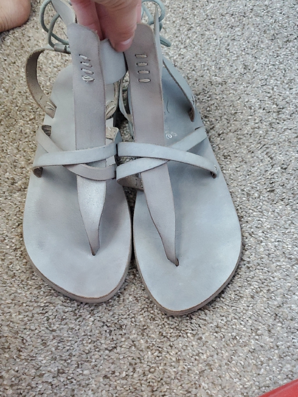 Free People Gray Leather Strappy Sandal Size 40